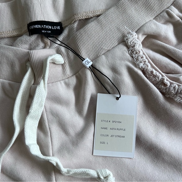 Generation Love Asta Ruffle Sweatpants joggers In Jet Stream Cream Size Large - Picture 8 of 11